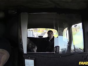 faux taxi guiltless teenager takes enormous immense fuck-stick