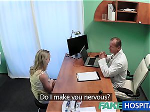 FakeHospital ultra-cute platinum-blonde patient gets slit examination