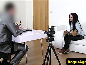 Czech babe smashed from behind at pornography audition